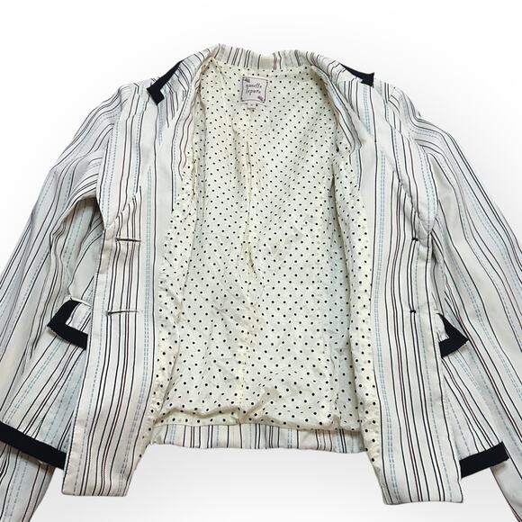 Vintage NANETTE LEPORE Striped Cream Blazer Equestrian Collegiate Ivy League 12 - Picture 8 of 12